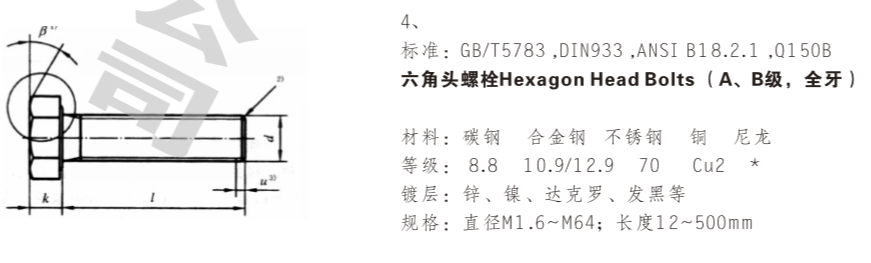 六角头螺栓（A、B级、全牙）