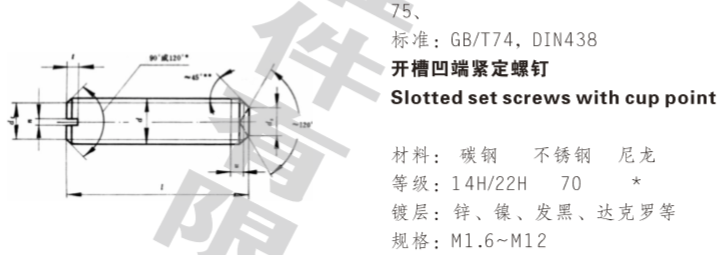 开槽凹端紧定螺钉 开槽凹端紧定螺钉
