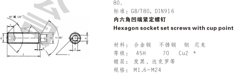 内六角凹端紧定螺钉 内六角凹端紧定螺钉