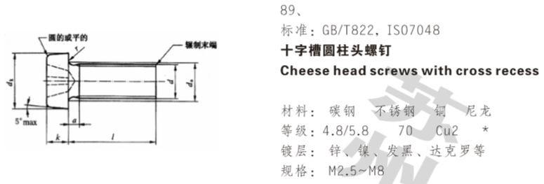 十字槽圆柱头螺钉 十字槽圆柱头螺钉