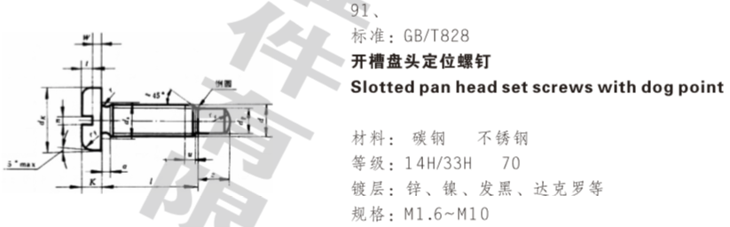 开槽盘头定位螺钉 开槽盘头定位螺钉
