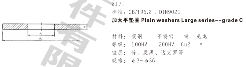 加大平垫圈 C 加大平垫圈 C